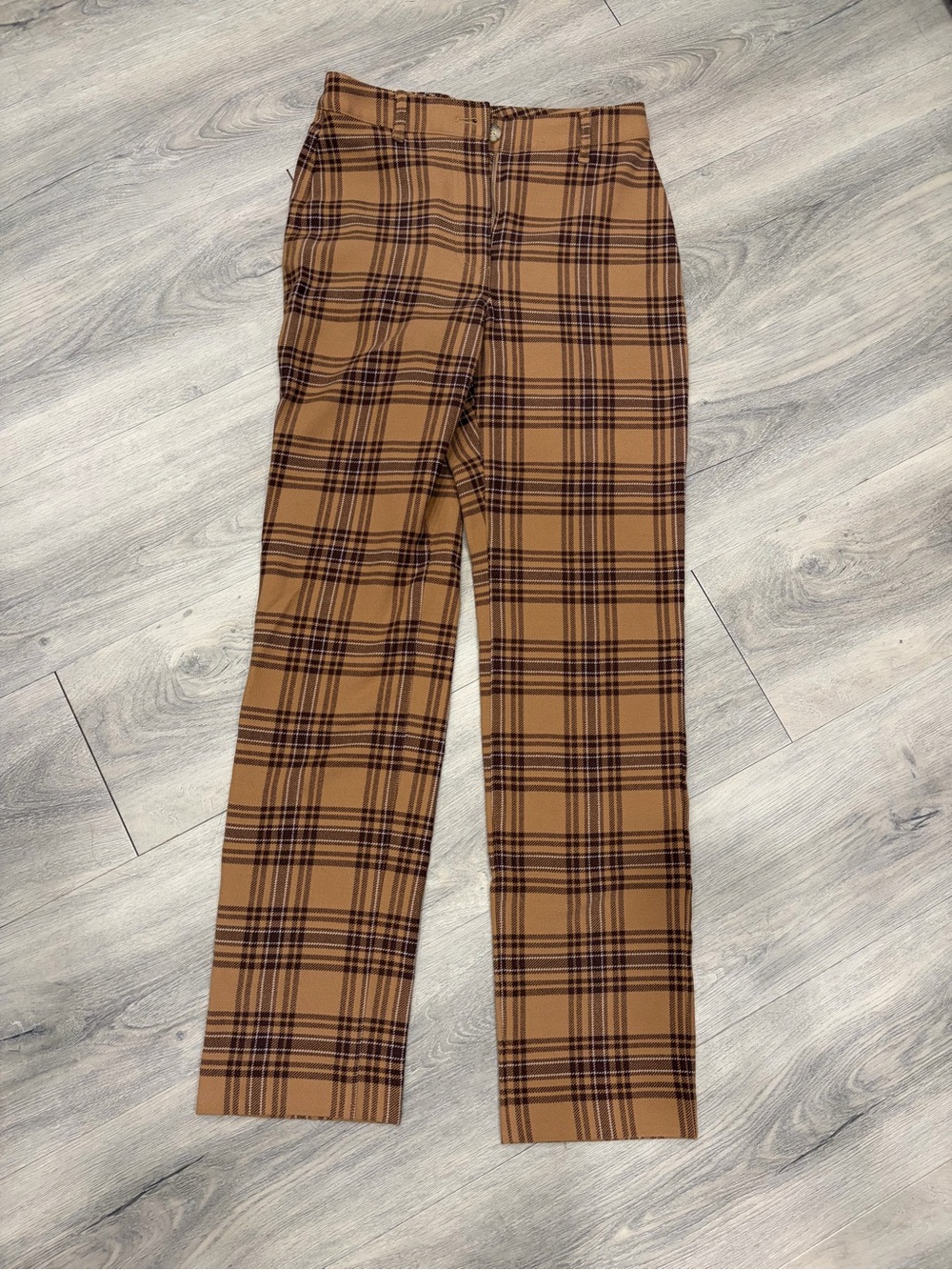 Wilfred Plaid Straight Leg Pants in Brown & Black Size 4 Like New